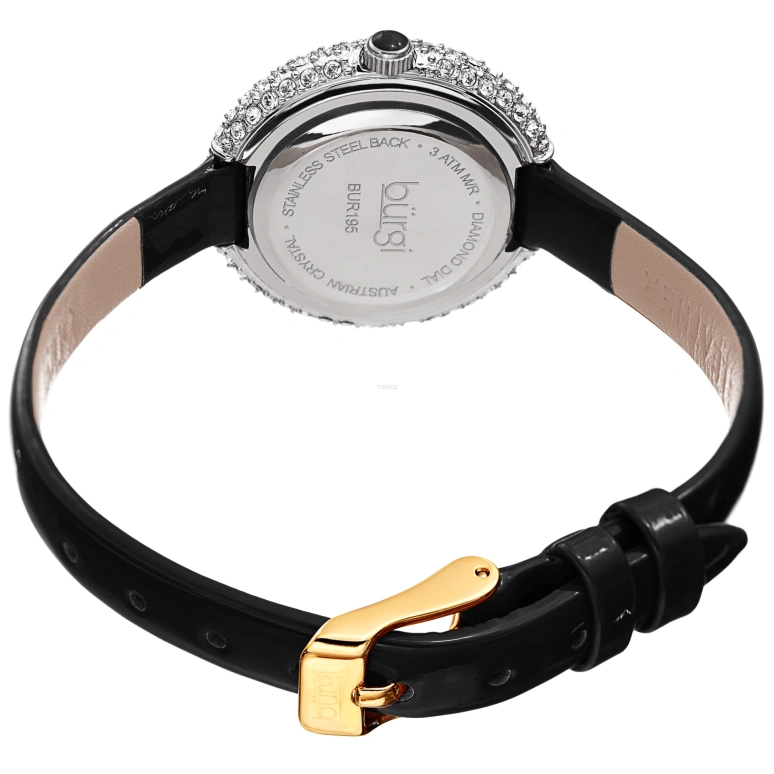 Burgi,Other 29x28mm,29x28mm,Stainless Steel,Black,Quartz,Hardlex,Round,BUR195BK
