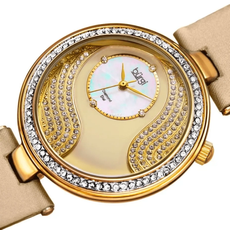 Burgi,Other 40mm,40mm,Composite,Silver,White,Gold,Quartz,Hardlex,Round,BUR155YG