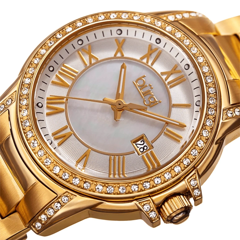 Burgi,Other 33mm,33mm,Stainless Steel,White,Quartz,Day,Hardlex,BUR168YG