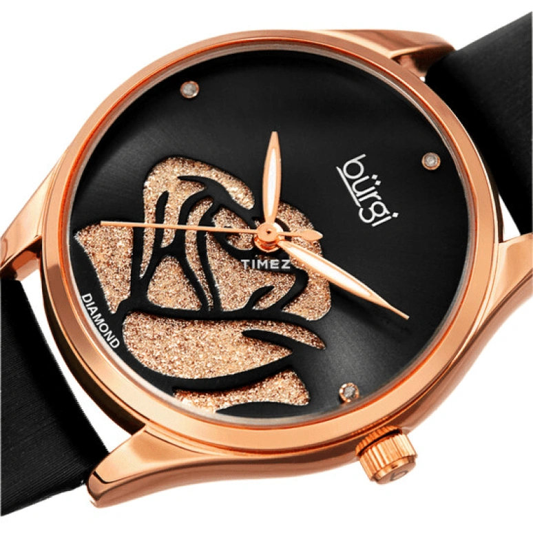 Burgi,Other 34mm,34mm,Composite,Black,Rose Gold,Quartz,Hardlex,Round,BUR189RGBK