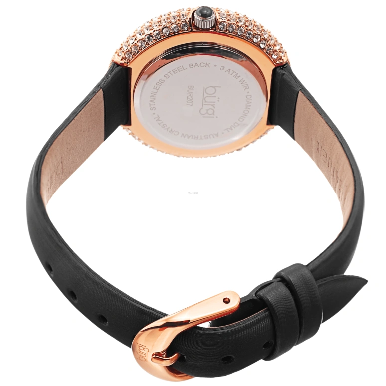 Burgi,Other 36mm,36mm,Brass,Black,Quartz,Hardlex,Round,BUR207BKR