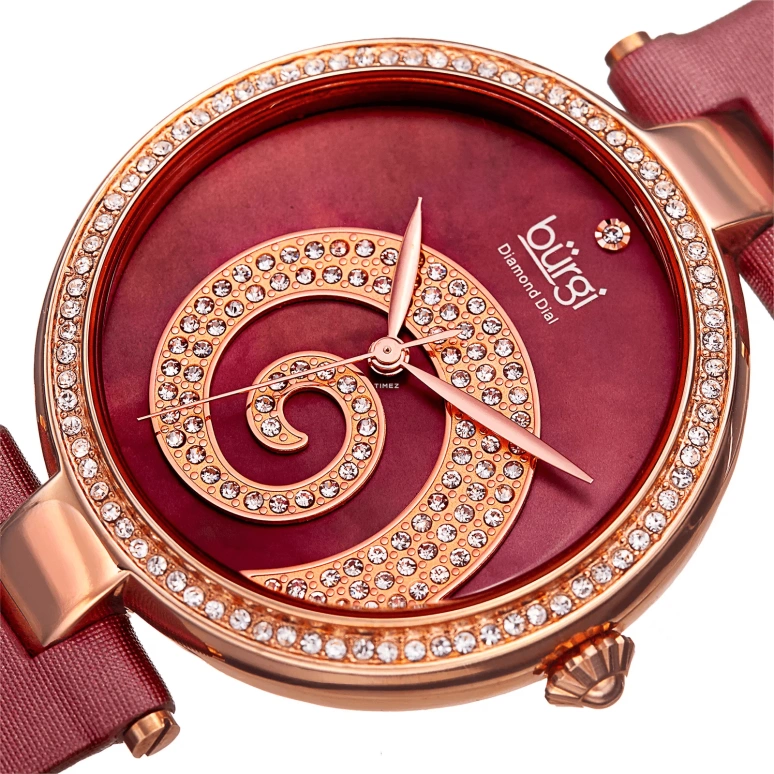 Burgi,Other 38mm,38mm,Composite,Burgundy,Quartz,Hardlex,Round,BUR143BUR