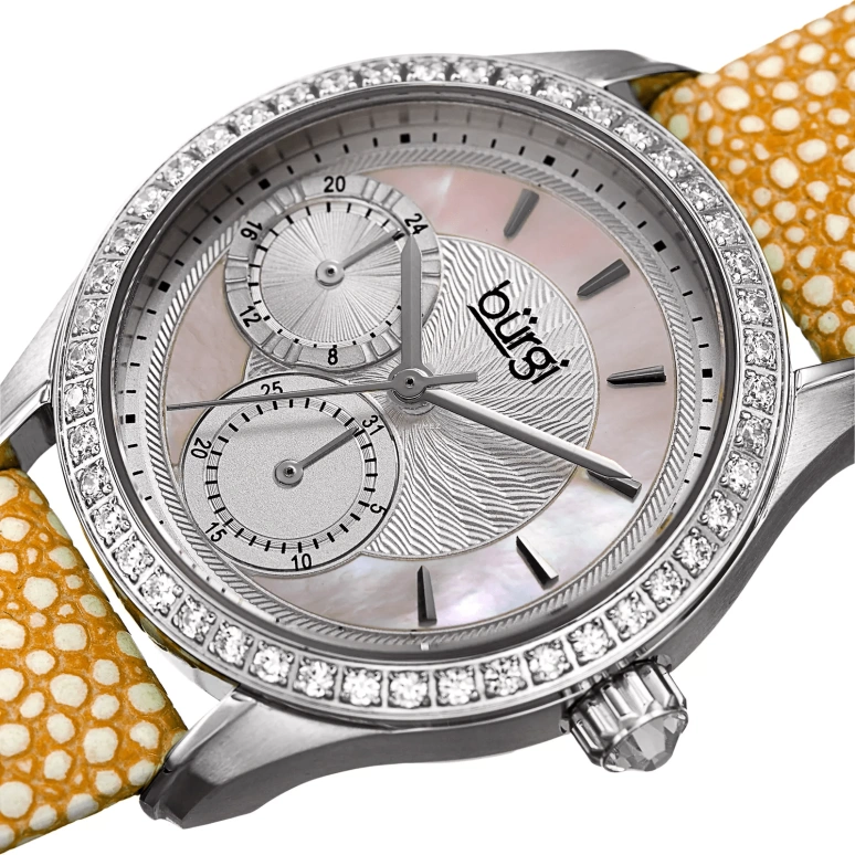 Burgi,Other 32mm,32mm,Stainless Steel,Silver,White,Quartz,Day,Sapphire,Hardlex,BUR160YL