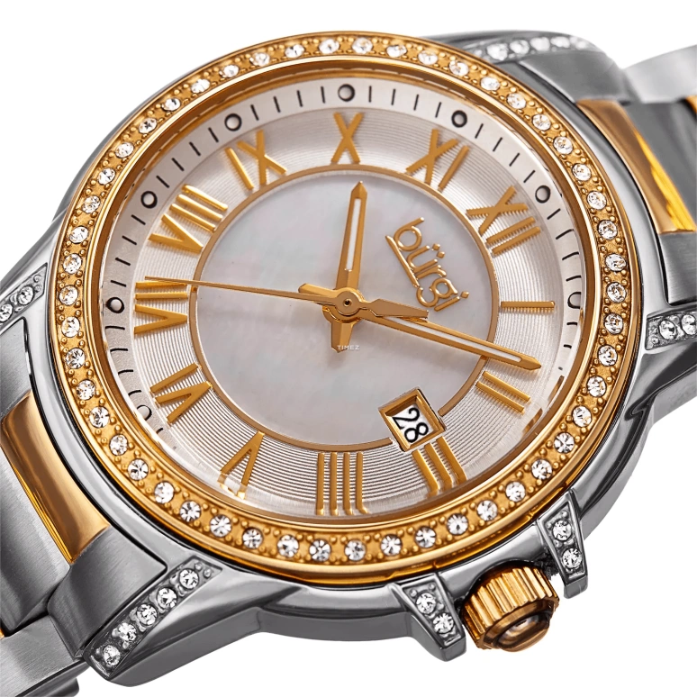 Burgi,Other 33mm,33mm,Stainless Steel,White,Quartz,Day,Hardlex,BUR168TTG