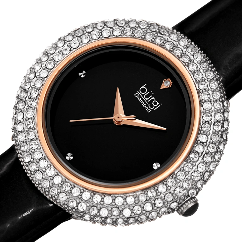 Burgi,Other 36mm,36mm,Brass,Black,Quartz,Hardlex,Round,BUR199BKR