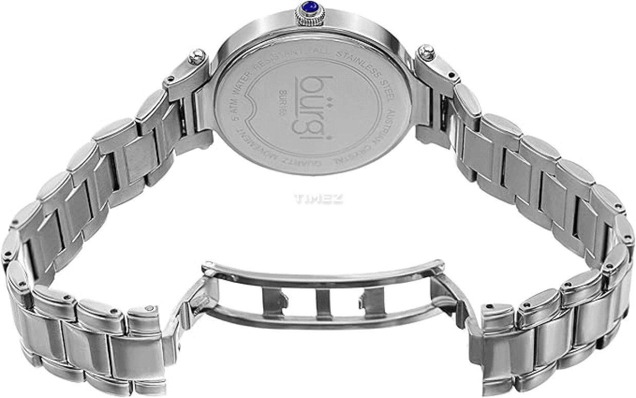 Burgi,Other 35mm,35mm,Stainless Steel,White,Quartz,Day,Hardlex,BUR165SS