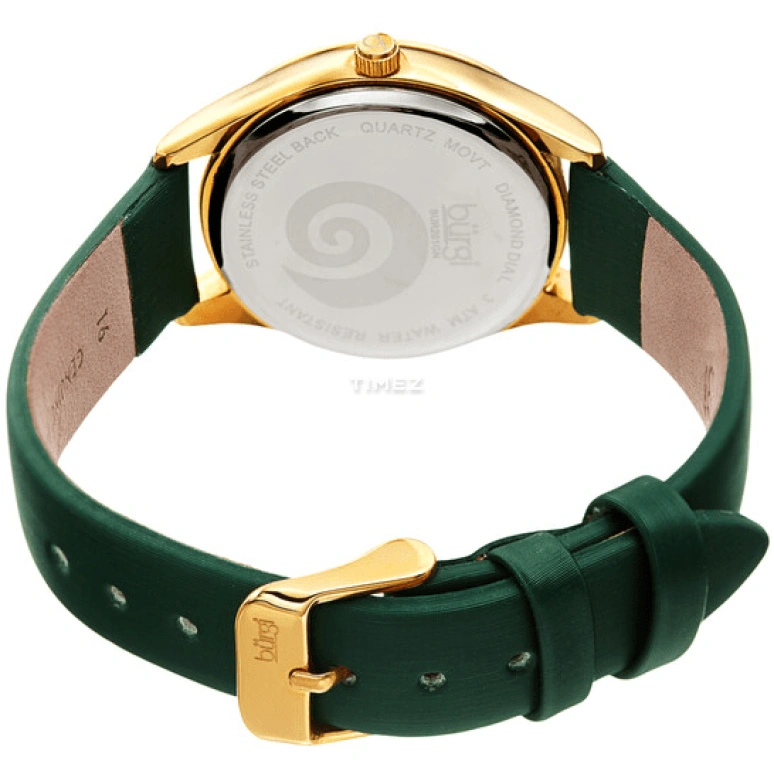 Burgi,Other 34mm,34mm,Aluminium,Green,Quartz,Hardlex,Round,BUR201GN