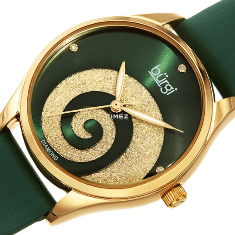 Burgi,Other 34mm,34mm,Aluminium,Green,Quartz,Hardlex,Round,BUR201GN