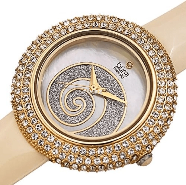 Burgi,Other 36mm,36mm,Brass,White,Quartz,Hardlex,Round,BUR209YG