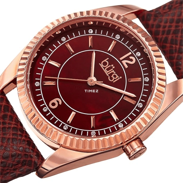 Burgi,Other 37mm,37mm,Composite,Red,Quartz,Hardlex,Round,BUR167RD