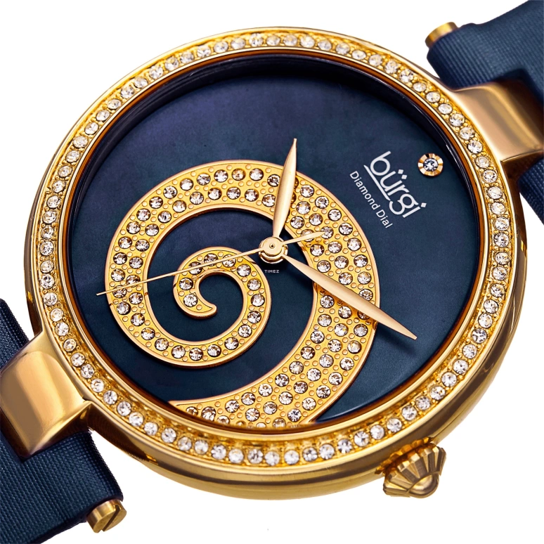 Burgi,Other 38x48mm,38x48mm,Composite,Blue,Gold,Quartz,Round,Gold,BUR143