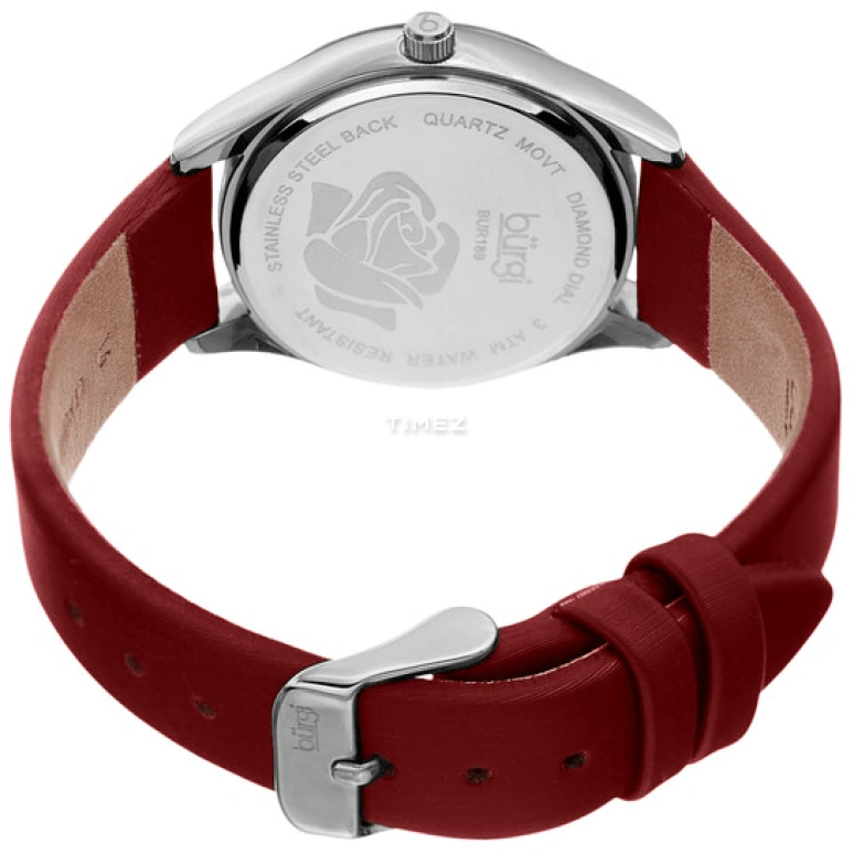 Burgi,Other 34mm,34mm,Composite,Red,Silver,Quartz,Hardlex,Round,BUR189RD