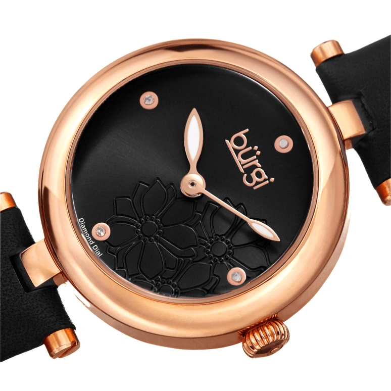 Burgi,Other 32mm,32mm,Composite,Black,Quartz,Hardlex,Round,BUR197BKR
