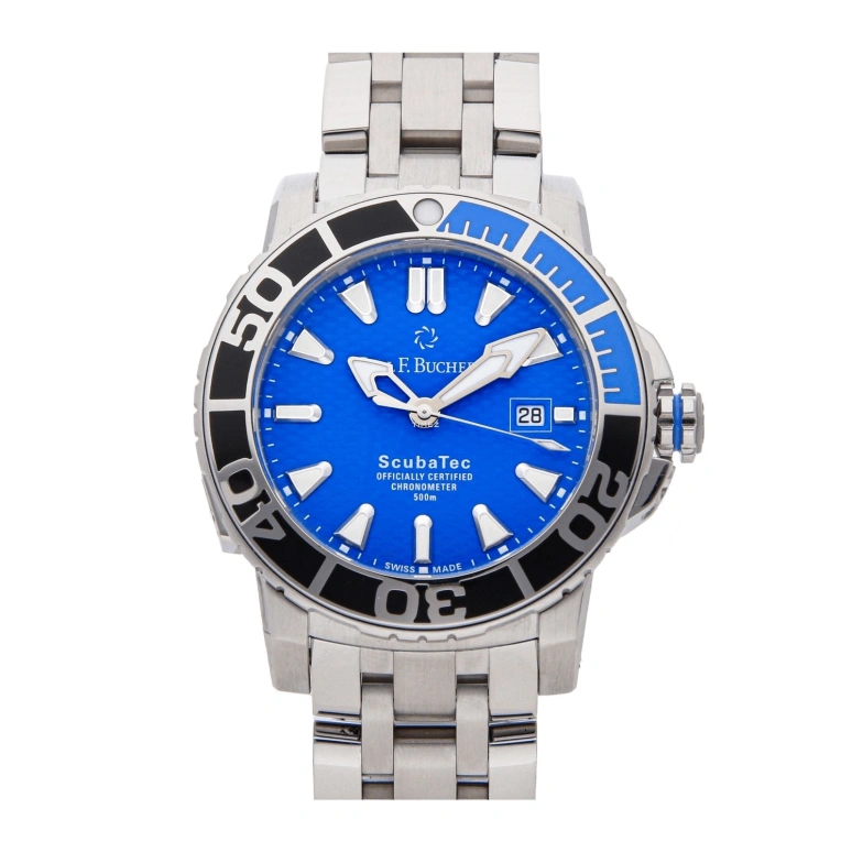 Carl F. Bucherer,Patravi 44.60mm,44.60mm,Stainless Steel,Ceramic,Blue,Automatic,Day,Round,00,00.10632.23.53.21