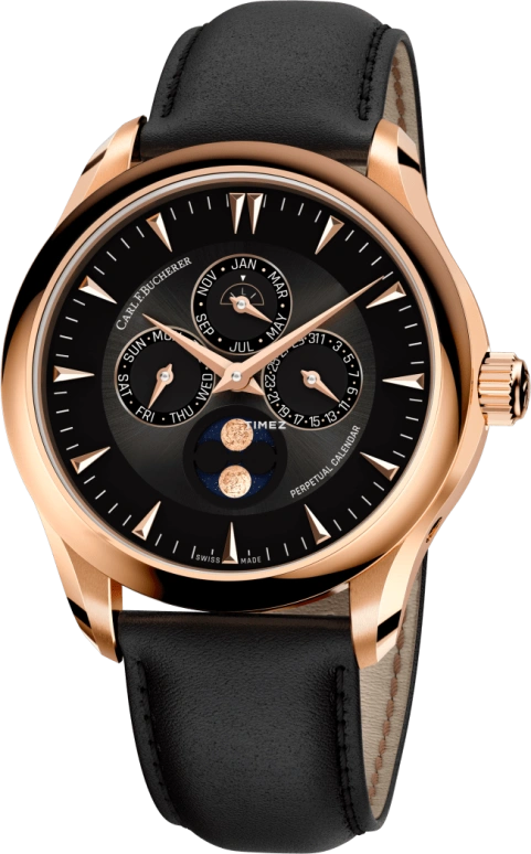 Carl F. Bucherer,Manero 41.60mm,41.60mm,Rose Gold,Black,Automatic,Moonphase,Perpetual Calendar,Month,Date,Sapphire,Crystal Glass,Round,00,00.10916.03.33.01