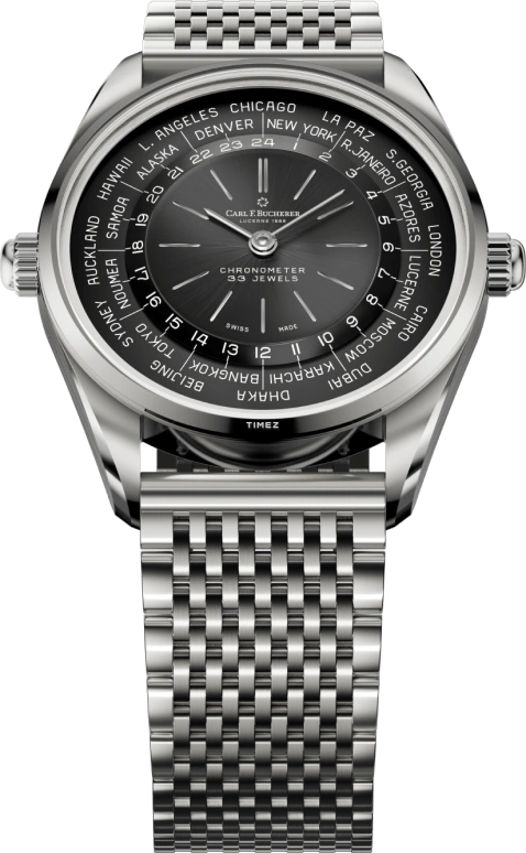 Carl F. Bucherer,Heritage 39mm,39mm,Stainless Steel,Black,Automatic,World Time,55hours,00,00.10805.08.33.21