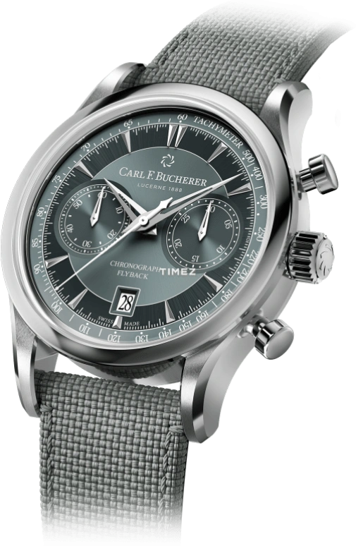 Carl F. Bucherer,Manero 43mm,43mm,Stainless Steel,Blue,Grey,Automatic,Chronograph,Day,Flyback,00,00.10919.08.93.02