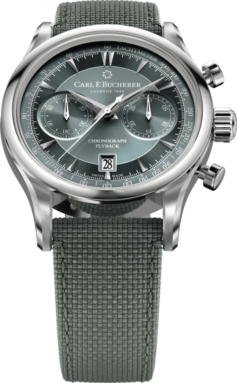 Carl F. Bucherer,Manero 43mm,43mm,Stainless Steel,Blue,Grey,Automatic,Chronograph,Day,Flyback,00,00.10919.08.93.02
