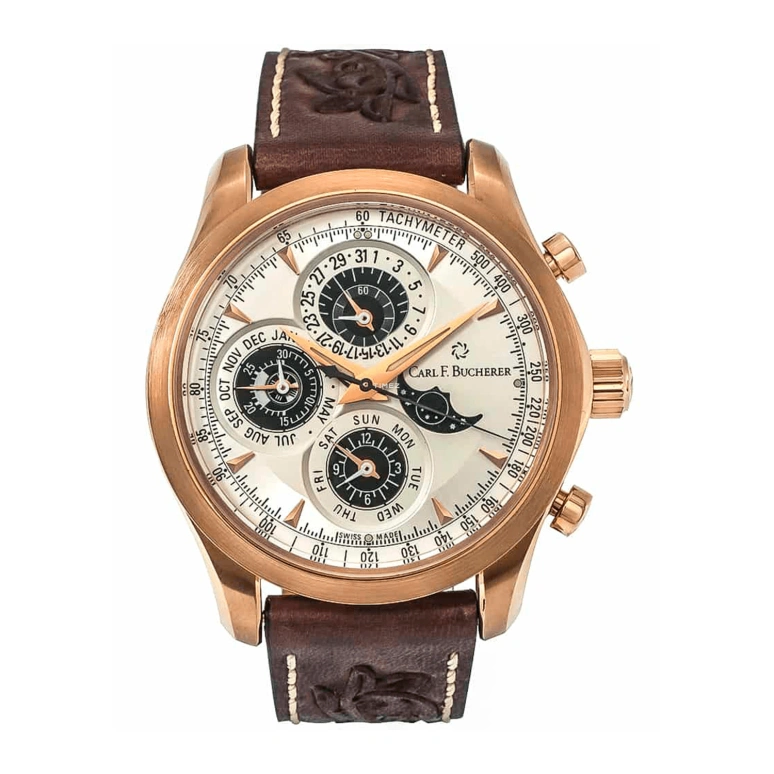 Carl F. Bucherer,Manero 42.50mm,42.50mm,Rose Gold,Silver White,Automatic,Chronograph,Moonphase,Perpetual Calendar,Leap Year,Sapphire,Round,00,00.10906.03.13.99