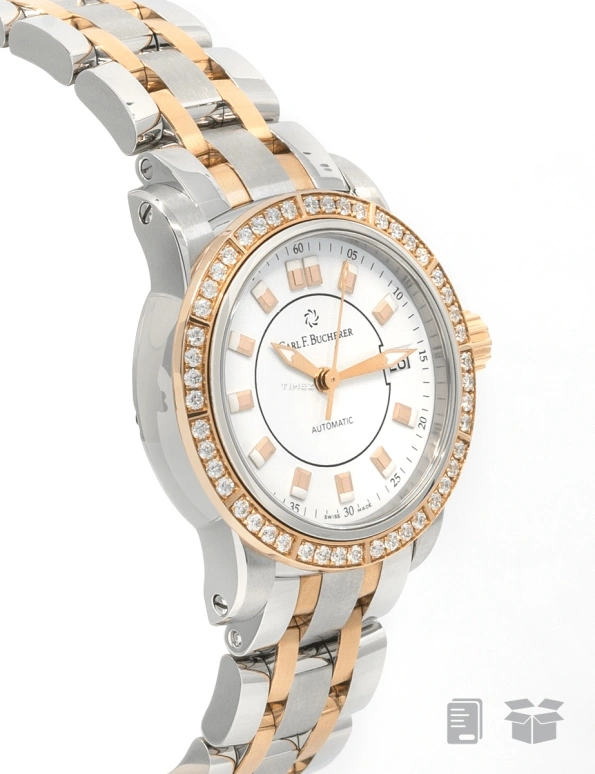 Carl F. Bucherer,Patravi 27mm,27mm,Stainless Steel,Rose Gold,Silver White,Automatic,Day,38hours,00,00.10621.07.23.31