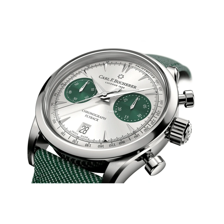 Carl F. Bucherer,Manero 40mm,40mm,Stainless Steel,Green,Silver,Automatic,Chronograph,Day,Flyback,00,00.10927.08.13.02