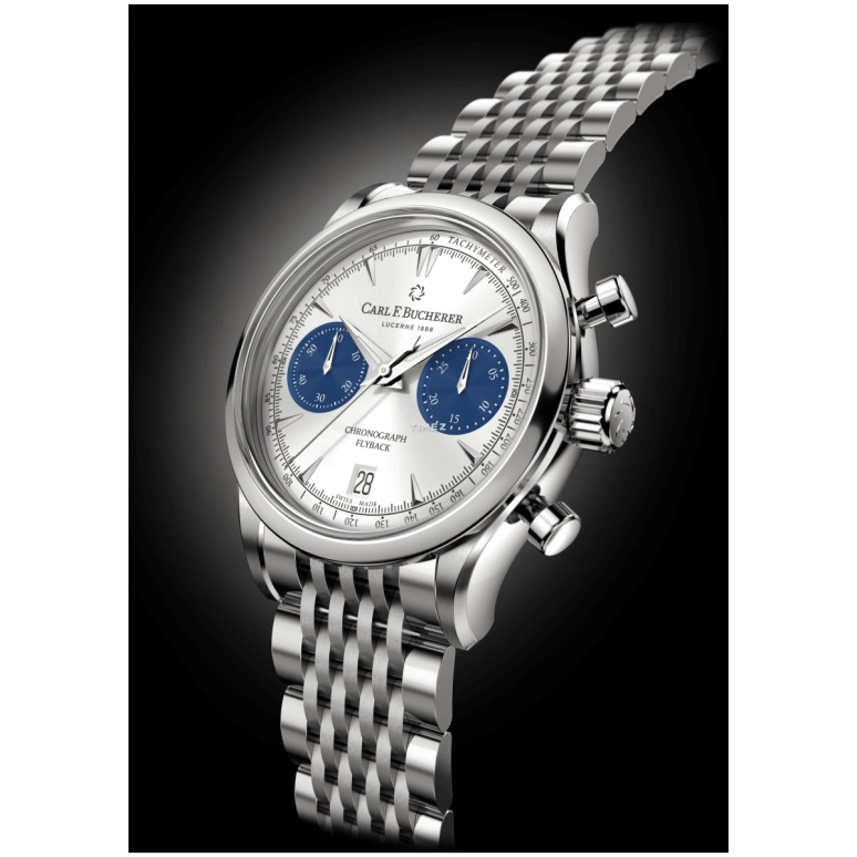 Carl F. Bucherer,Manero 40mm,40mm,Stainless Steel,Silver,Blue,Automatic,Chronograph,Day,Flyback,00,00.10927.08.13.23