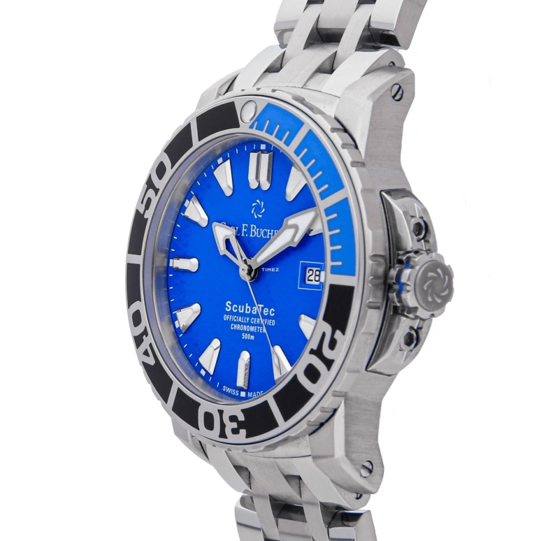 Carl F. Bucherer,Patravi 44.60mm,44.60mm,Stainless Steel,Ceramic,Blue,Automatic,Day,Round,00,00.10632.23.53.21