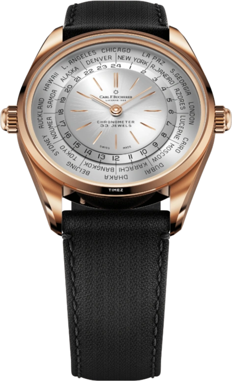 Carl F. Bucherer,Heritage 39mm,39mm,Rose Gold,Silver,Automatic,Dule Time,World Time,00,00.10805.03.13.01
