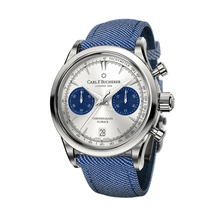 Carl F. Bucherer,Manero 40mm,40mm,Stainless Steel,Silver,Blue,Automatic,Chronograph,Day,Flyback,00,00.10927.08.13.03