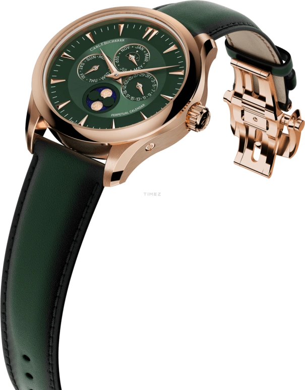 Carl F. Bucherer,Manero 41.60mm,41.60mm,Rose Gold,Green,Automatic,Moonphase,Perpetual Calendar,Month,Date,Sapphire,Crystal Glass,Round,00,00.10916.03.93.01