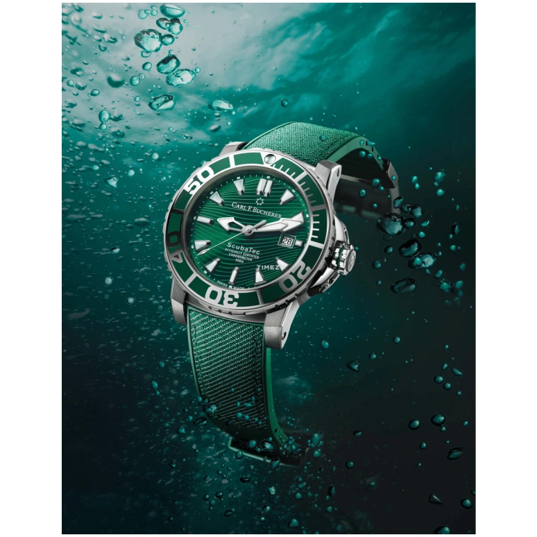 Carl F. Bucherer,Patravi 44.60mm,44.60mm,Stainless Steel,Green,Automatic,Day,Sapphire,Crystal Glass,00,00.10632.23.93.01