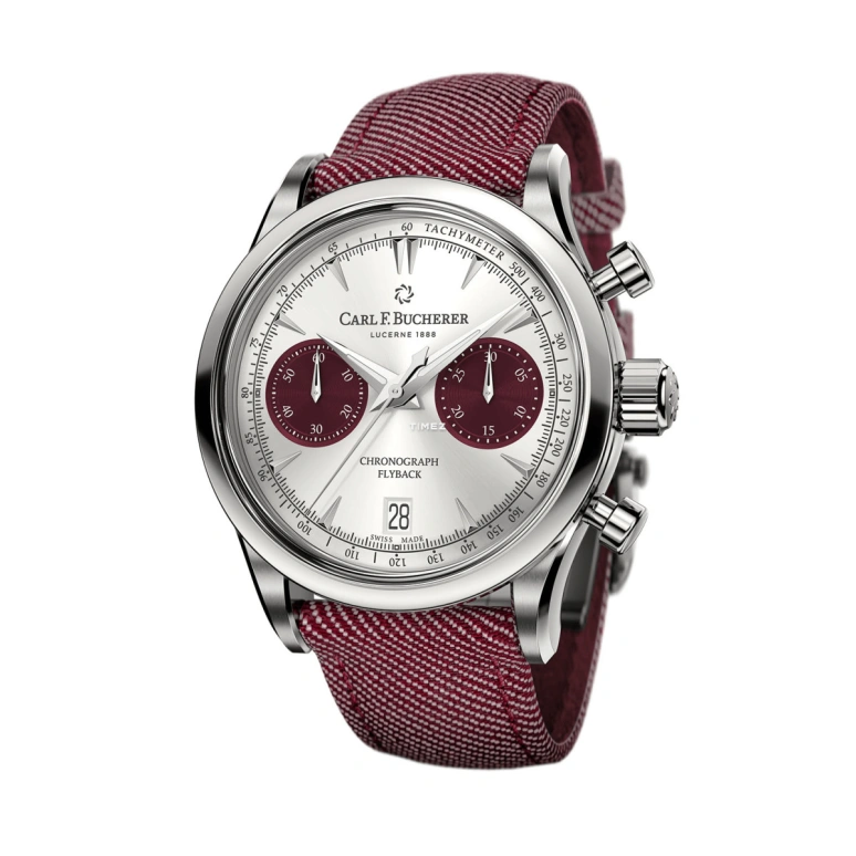 Carl F. Bucherer,Manero 40mm,40mm,Stainless Steel,Silver,Red,Automatic,Chronograph,Day,Flyback,00,00.10927.08.13.04