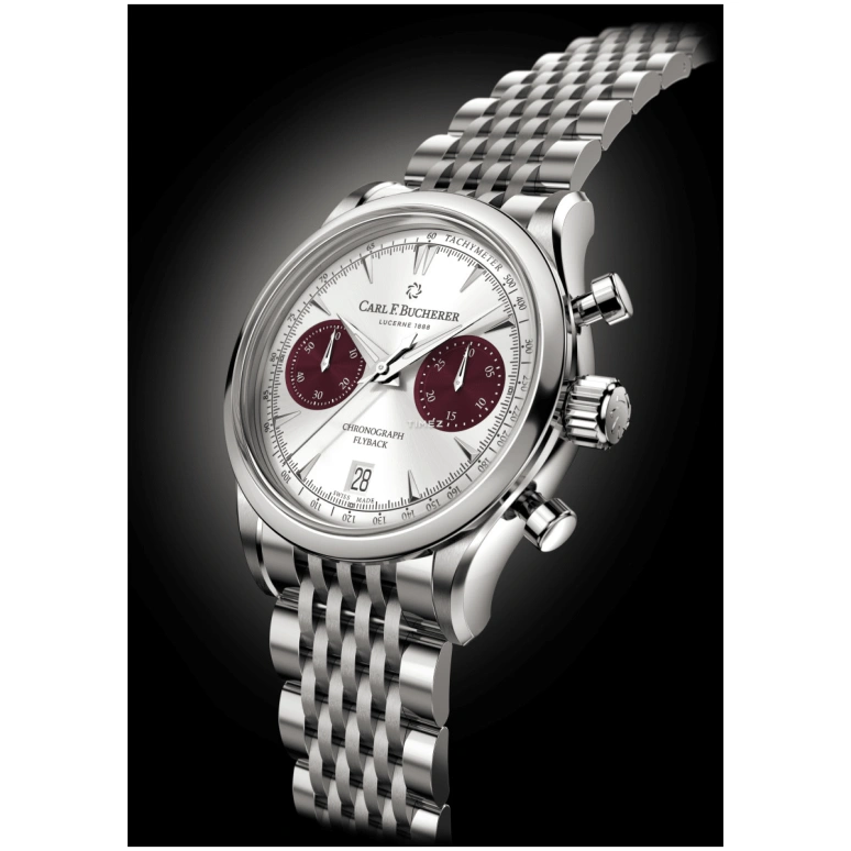 Carl F. Bucherer,Manero 40mm,40mm,Stainless Steel,Silver,Red,Automatic,Chronograph,Day,Flyback,00,00.10927.08.13.24