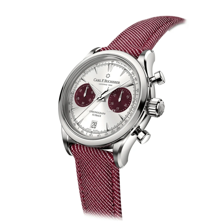 Carl F. Bucherer,Manero 40mm,40mm,Stainless Steel,Silver,Red,Automatic,Chronograph,Day,Flyback,00,00.10927.08.13.04