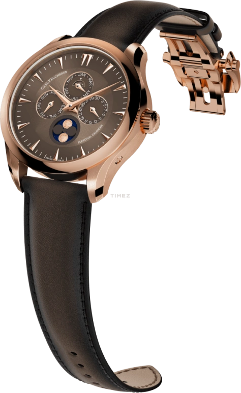 Carl F. Bucherer,Manero 41.60mm,41.60mm,Rose Gold,Brown,Automatic,Moonphase,Perpetual Calendar,Leap Year,Month,Sapphire,Crystal Glass,Round,00,00.10916.03.93.04