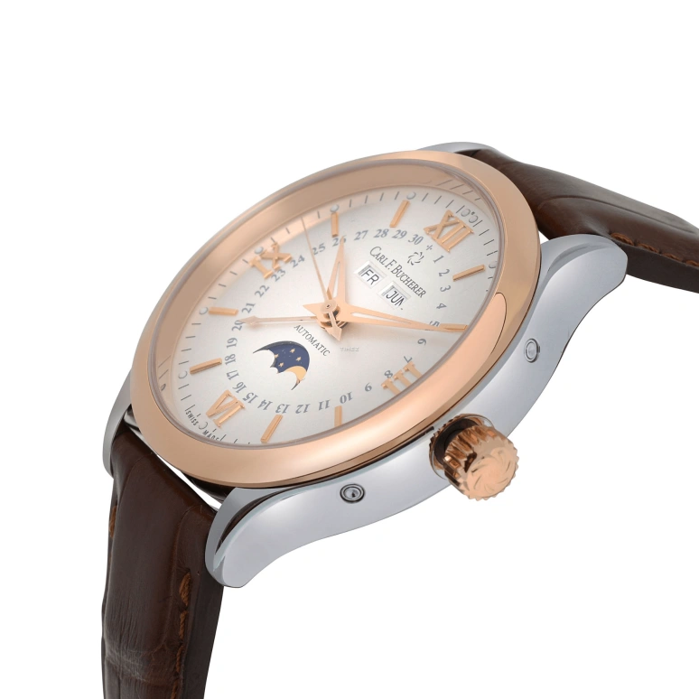 Carl F. Bucherer,Manero 38mm,38mm,Stainless Steel,Rose Gold,Silver White,Automatic,Month,Date,Day,00,00.10909.07.15.01