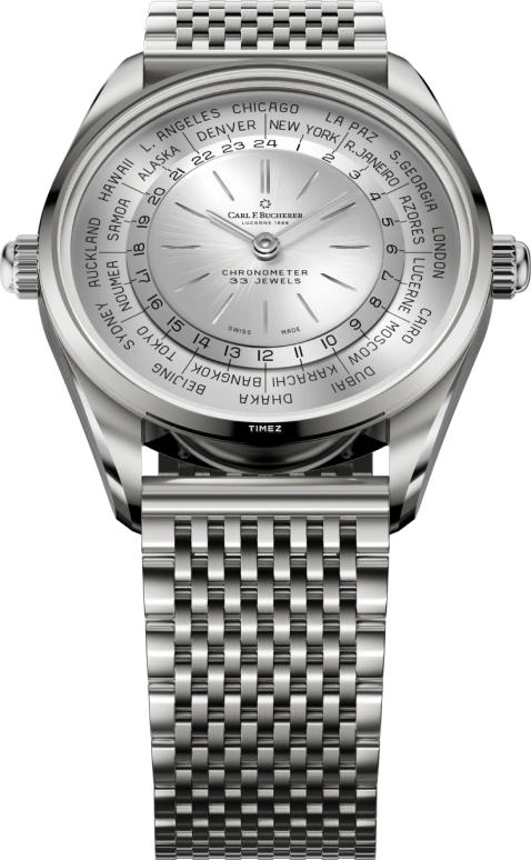 Carl F. Bucherer,Heritage 39mm,39mm,Stainless Steel,Silver,Automatic,World Time,55hours,00,00.10805.08.13.21