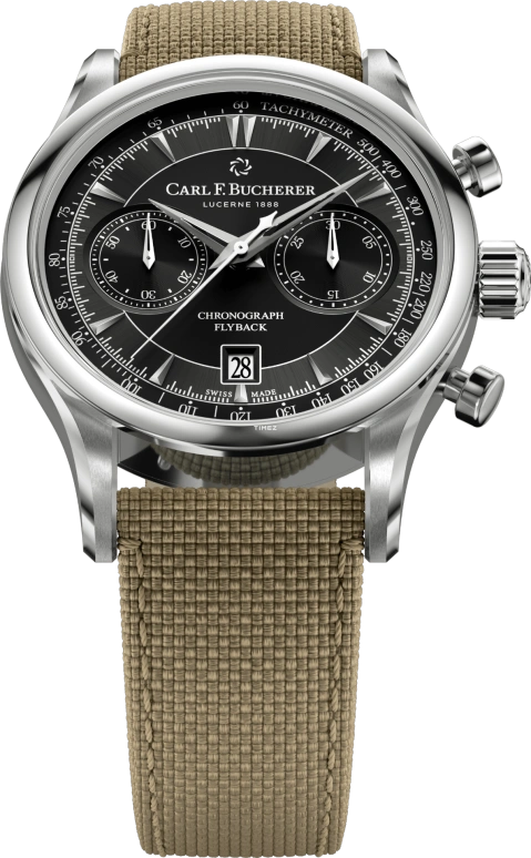 Carl F. Bucherer,Manero 43mm,43mm,Stainless Steel,Black,Automatic,Chronograph,Day,Flyback,00,00.10919.08.33.03