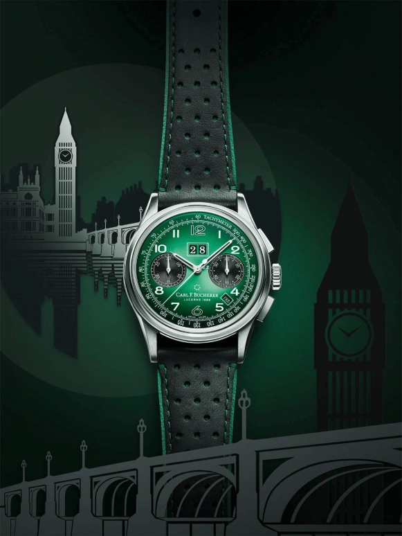 Carl F. Bucherer,Heritage 41mm,41mm,Stainless Steel,Gradient,Green,Automatic,Chronograph,Annual Calendar,Month,Day,Sapphire,Round,00,00.10803.08.92.92