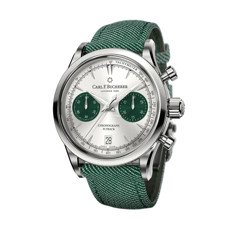 Carl F. Bucherer,Manero 40mm,40mm,Stainless Steel,Green,Silver,Automatic,Chronograph,Day,Flyback,00,00.10927.08.13.02