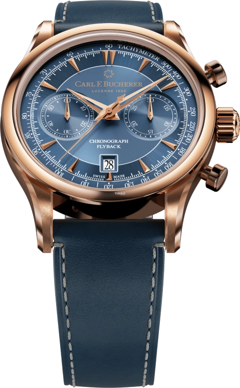 Carl F. Bucherer,Manero 43mm,43mm,Rose Gold,Blue,Automatic,Chronograph,Day,Flyback,00,00.10919.03.53.01