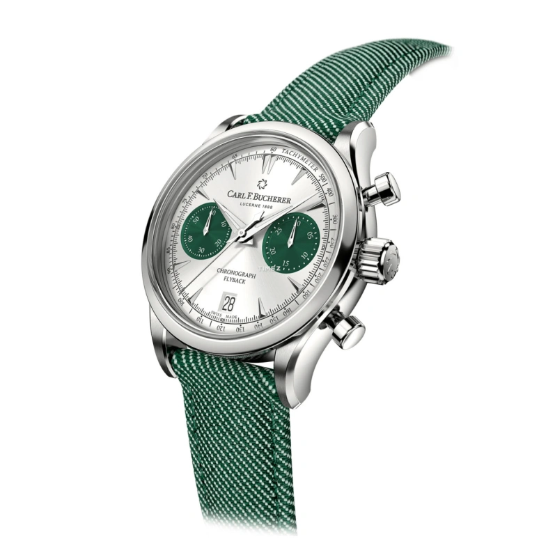 Carl F. Bucherer,Manero 40mm,40mm,Stainless Steel,Green,Silver,Automatic,Chronograph,Day,Flyback,00,00.10927.08.13.02