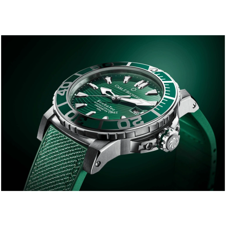 Carl F. Bucherer,Patravi 44.60mm,44.60mm,Stainless Steel,Green,Automatic,Day,Sapphire,Crystal Glass,00,00.10632.23.93.01