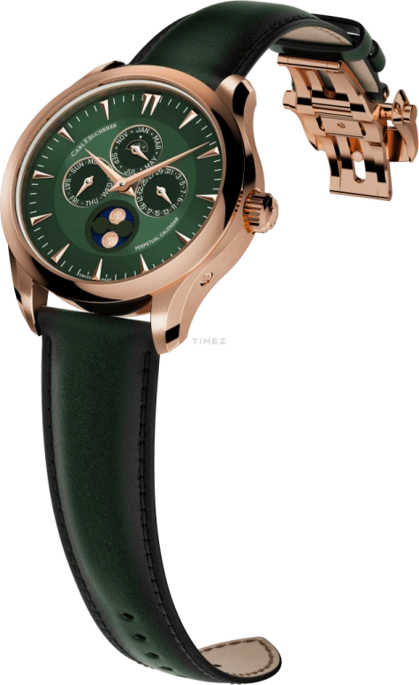 Carl F. Bucherer,Manero 41.60mm,41.60mm,Rose Gold,Green,Automatic,Moonphase,Perpetual Calendar,Month,Date,Sapphire,Crystal Glass,Round,00,00.10916.03.93.01