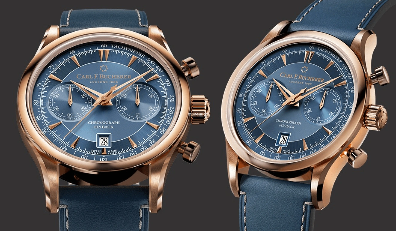 Carl F. Bucherer,Manero 43mm,43mm,Rose Gold,Blue,Automatic,Chronograph,Day,Flyback,00,00.10919.03.53.01