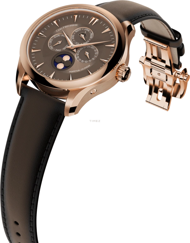 Carl F. Bucherer,Manero 41.60mm,41.60mm,Rose Gold,Brown,Automatic,Moonphase,Perpetual Calendar,Leap Year,Month,Sapphire,Crystal Glass,Round,00,00.10916.03.93.04