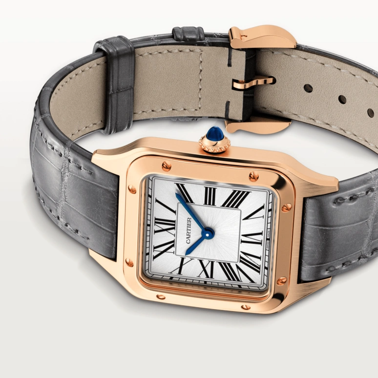 Cartier,Santos de Cartier 43.50x31.40mm,43.50x31.40mm,Rose Gold,Silver,Quartz,Sapphire,Crystal Glass,Square,WGSA0021