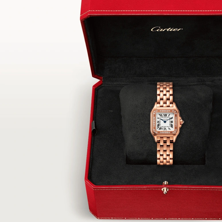 Cartier,Panthère de Cartier 22x30mm,22x30mm,Rose Gold,Silver,Quartz,Sapphire,Crystal Glass,Square,WJPN0008