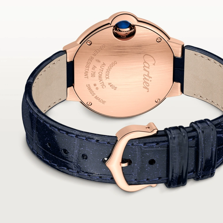 Cartier,Ballon Bleu de Cartier 33mm,33mm,Rose Gold,Silver,Automatic,Sapphire,Crystal Glass,Round,WGBB0052