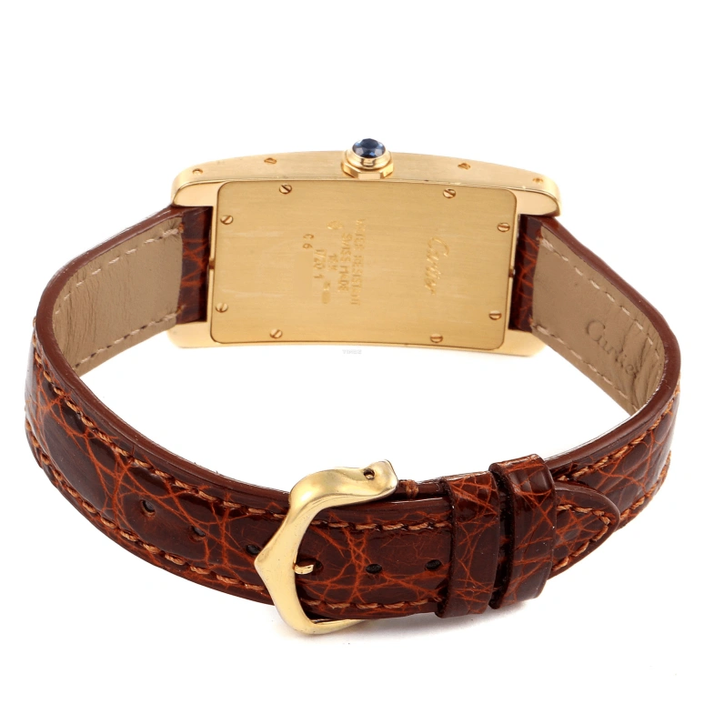 Cartier,Tank 33x23mm,33x23mm,Yellow Gold,Silver,Quartz,Sapphire,Crystal Glass,Square,W2601456